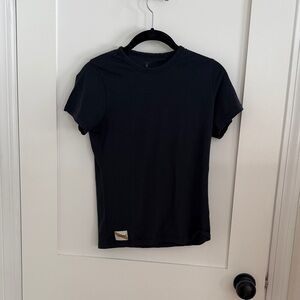 Tracksmith Black Tee- running wool/nylon blend